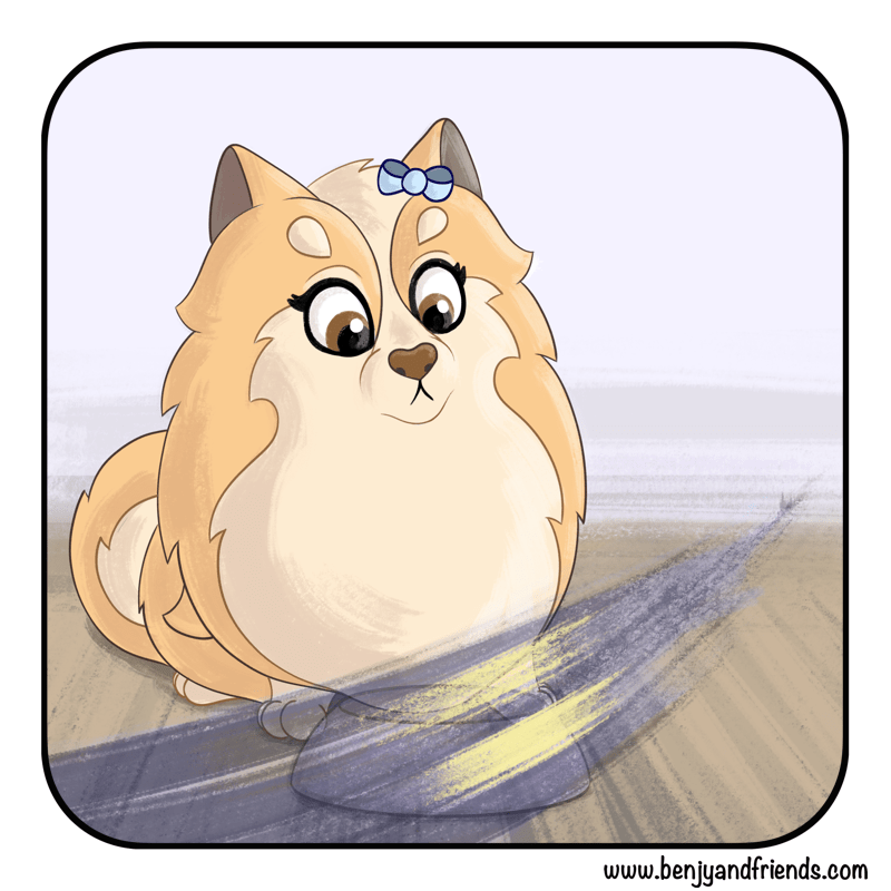 Something zooms passed Lotty, grabbing all the food.
